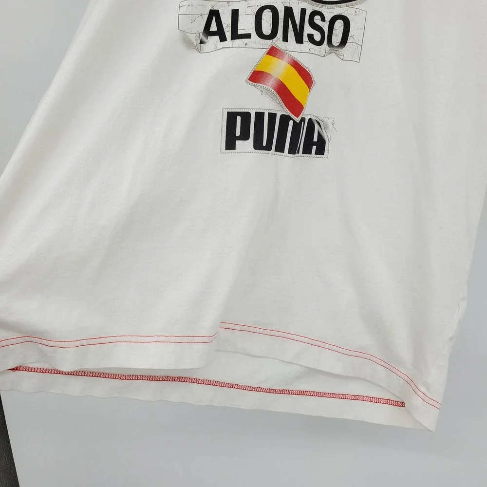 Puma Scuderia Ferrari Fernando Alonso White Graphic‎ T-Shirt Men's Large